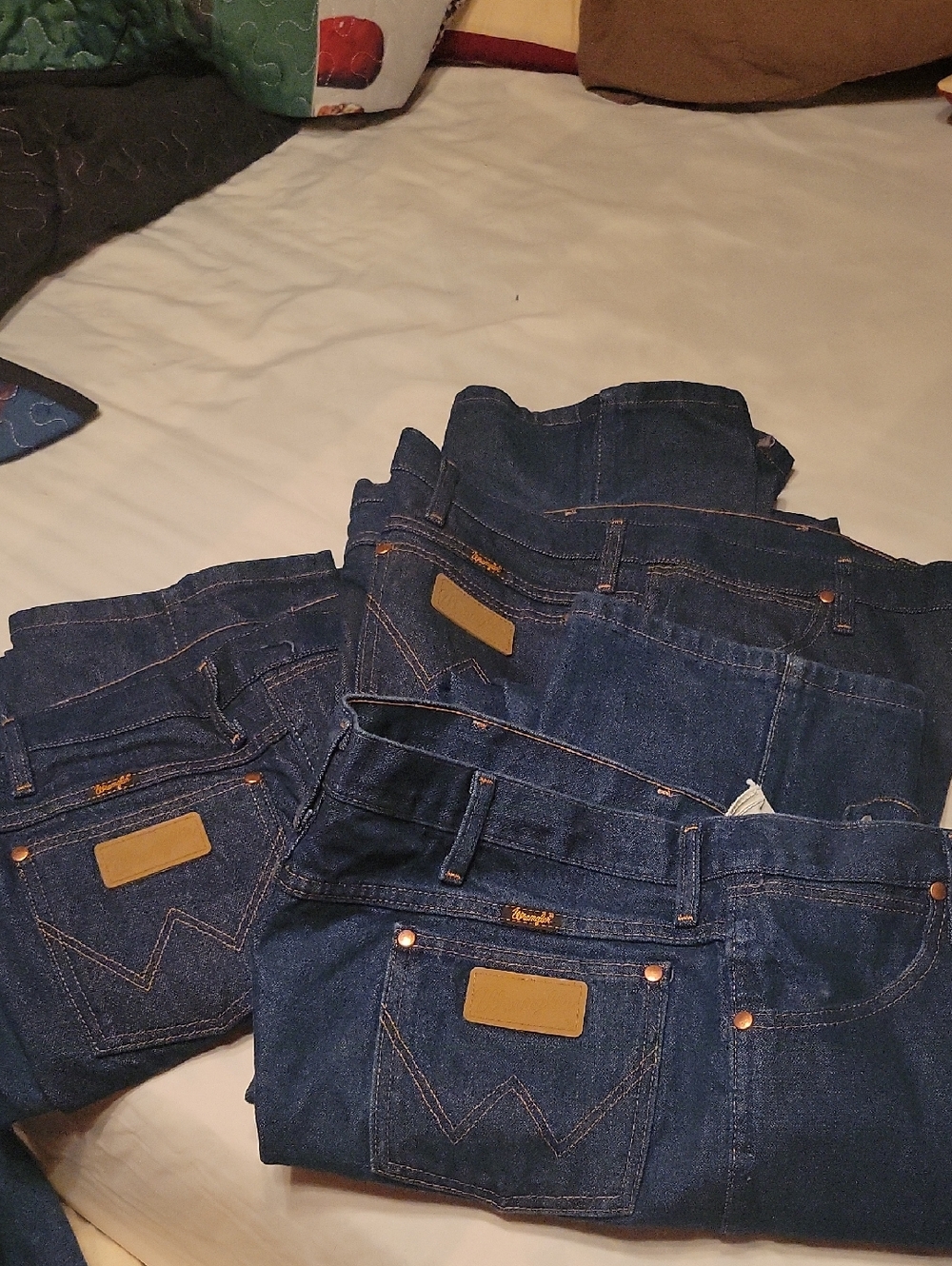 New 3 Pairs Of Wrangler 40x34Men's Dark Blue Denim Jeans - Classic Straight Fit